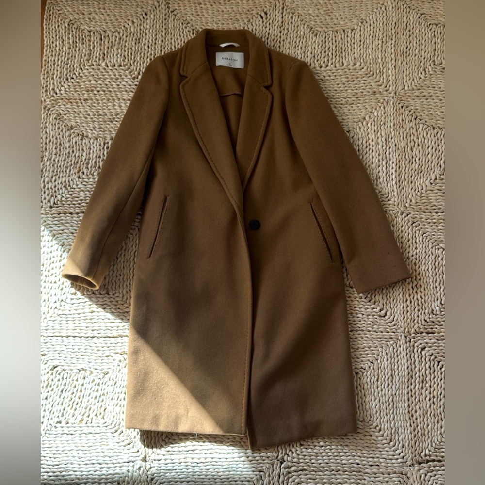Aritzia Babaton The Stedman Coat Camel topstitch Wool XS  🥮